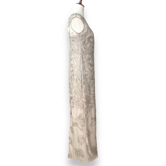 Lauren Ralph Lauren Sliver Sleeveless Floral Mesh Evening Maxi Dress Size 4 NWT - Picture 3 of 14